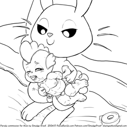 Size: 1501x1500 | Tagged: explicit, artist:smudge proof, spike, abuse, angel bunny, arm behind back, bdsm, bondage, briefs, chubby, clothes, crying, dragon, foalcon, g4, gay, imported from derpibooru, male, micro, monochrome, nipple pinch, nipples, nudity, one eye closed, open mouth, penis, pinching, sheath, sheathed, ship:angelspike, shipping, size difference, spikeabuse, tape, tears of pain, teary eyes, underwear