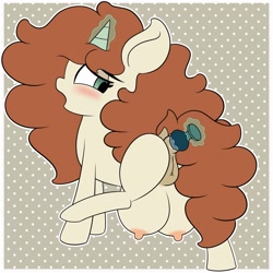 Size: 3000x3000 | Tagged: explicit, artist:vanifl, oc, oc:vanilla flavor, anal insertion, anus, big crotchboobs, blushing, buttplug, clitoris, crotchboobs, female, filly, foal, foalcon, high res, huge crotchboobs, imported from derpibooru, impossibly large crotchboobs, insertion, magic, nipples, nudity, oc only, ponut, pony, sex toy, solo, solo female, telekinesis, unicorn, vulva