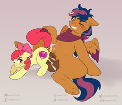 Size: 2792x2404 | Tagged: explicit, artist:amaichix, apple bloom, oc, oc:solar comet, age difference, balls, blushing, canon x oc, creampie, cum, cumming, disguise, disguised changeling, earth pony, eyelashes, female, femdom, filly, filly on stallion, foal, foalcon, foaldom, g4, high res, imported from derpibooru, larger male, male, malesub, nudity, orgasm, pegasus, penetration, penis, pony, sex, small dom big sub, smaller female, stallion, stallion on filly, straight, submissive, vaginal