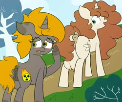 Size: 3000x2500 | Tagged: explicit, artist:vanifl, oc, oc:nuclear fusion, oc:vanilla flavor, anus, big crotchboobs, blushing, crotchboobs, dock, embarrassed, female, filly, foal, foalcon, high res, huge crotchboobs, imported from derpibooru, impossibly large crotchboobs, mare, nipples, nudity, ponut, pony, unicorn, vulva