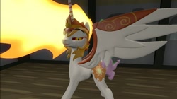 Size: 1024x575 | Tagged: questionable, artist:undeadponysoldier, spike, 3d, alicorn, anal, bedroom eyes, crack shipping, daybreaker, doggy style, dragon, eyebrows visible through helmet, female, foalcon, from behind, g4, glowing mane, gmod, imported from derpibooru, interspecies, male, mare, no tail, penetration, pony, sex, ship:spikebreaker, shipping, softcore, spread wings, straight, wings