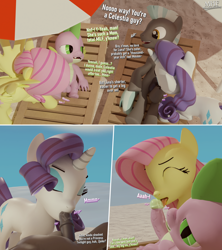 Size: 2880x3240 | Tagged: explicit, artist:moorsheadfalling, fluttershy, rarity, spike, 3d, balls, beach, big penis, blowjob, casual sex, comic, dialogue, dragon, exhibitionism, eyeshadow, female, foalcon, foursome, g4, group sex, high res, horsecock, human penis, imported from derpibooru, impossibly large penis, makeup, male, mare, nudity, oral, outdoor sex, outdoors, pegasus, penis, pony, precum, public sex, sex, sex on the beach, ship:flutterspike, ship:rarilane, shipping, stallion, straight, thunderlane, unicorn