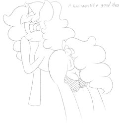 Size: 3000x3000 | Tagged: explicit, artist:vanifl, oc, oc:vanilla flavor, anus, black and white, bra, breast milk, clothes, crotchboobs, female, filly, foal, foalcon, grayscale, high res, imported from derpibooru, lactation, leaking, milk, monochrome, nudity, oc only, ponut, pony, sketch, solo, solo female, underwear, unicorn, vulva