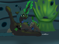 Size: 2000x1500 | Tagged: explicit, artist:ruanshi, queen chrysalis, oc, oc:izzy the changeling, anal, anus, breastfeeding, canon x oc, changeling, changeling oc, changeling on changeling action, chrysalis' throne, crotchboobs, cum, cum milking, cumming, double colored changeling, female, fingering, foalcon, g4, imported from derpibooru, incest, lactation, magic, male, masturbation, milk, mother, mother and child, mother and son, nipples, nudity, parent, parent and child, penetration, penis, penis milking, prostate stimulation, sex, spread legs, spreading, straight, suckling, teats, throne, vaginal secretions