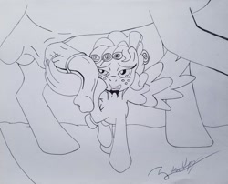Size: 3502x2830 | Tagged: explicit, grimdark, artist:andrew.a., balls, cozy glow, cozybuse, drool, eyes on the prize, foalcon, g4, high res, horsecock, imported from derpibooru, male, monochrome, nudity, pegasus, penis, pony, random pony, stallion