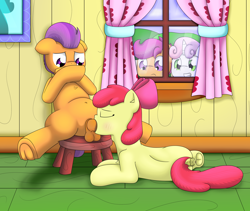 Size: 3200x2700 | Tagged: explicit, artist:pvryohei, apple bloom, scootaloo, sweetie belle, anus, balls, blowjob, blushing, colt, cutie mark crusaders, earth pony, female, filly, filly on colt, foal, foalcon, g4, high res, imported from derpibooru, male, nudity, oral, penis, pony, sex, ship:tenderbloom, shipping, straight, tender taps, vagina, voyeurism, vulva