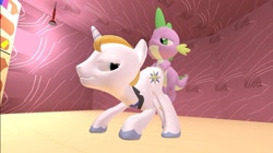 Size: 1024x575 | Tagged: questionable, artist:undeadponysoldier, spike, 3d, anal, bedroom eyes, dragon, dragon on pony action, foalcon, g4, gay, gmod, golden oaks library, imported from derpibooru, interspecies, looking at each other, male, penetration, pony, prince blueblood, sex, ship:bluespike, shipping, softcore, stallion, unicorn
