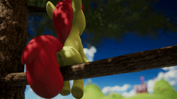 Size: 1920x1080 | Tagged: explicit, artist:plumage, apple bloom, rainbow dash, 3d, anatomically correct, animated, anus, barn, bloom butt, blurry background, branches, butt, cloud, depth of field, earth pony, female, filly, foal, foalcon, from below, g4, hill, imported from derpibooru, leaf, mane, no sound, nudity, outdoors, peaceful, pegasus, plot, ponut, pony, rainbow trail, rear view, sitting, sky, solo, solo female, solo focus, sweet apple acres, sweet apple acres barn, tail, tree, tree branch, unity, unity (game engine), vulva, webm
