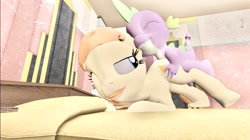 Size: 1024x575 | Tagged: explicit, artist:undeadponysoldier, spike, oc, oc:cream heart, 3d, alternate version, bedroom eyes, canon x oc, dragon, earth pony, female, foalcon, followup, g4, gmod, happy, imported from derpibooru, interspecies, male, mare, one eye closed, penetration, pony, sex, ship:creamspike, shipping, straight, tongue out, vaginal