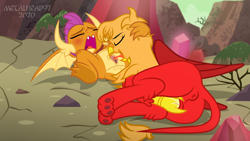 Size: 8000x4500 | Tagged: explicit, artist:metalhead97, oc, oc:redina feathers, anus, ass, blushing, butt, canon x oc, clitoral hood, clitoral stimulation, clitoris, commission, cunnilingus, dragon, dragon lands, dragoness, eyes closed, female, females only, fingering, foalcon, g4, griffon, imported from derpibooru, interspecies, labia, lesbian, nudity, oral, paw pads, paws, pleasure, sex, shipping, show accurate, show accurate porn, smolder, smolderriere, spread legs, spread pussy, spread wings, spreading, underpaw, vagina, vaginal secretions, vulva, wingboner, wings