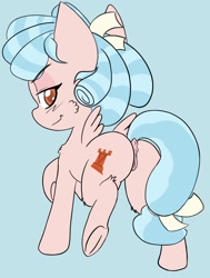 Size: 1100x1452 | Tagged: explicit, artist:steelsoul, anus, blue background, bow, cozy glow, cozy glutes, dock, female, foalcon, frog (hoof), g4, hair bow, imported from derpibooru, looking at you, looking back, looking back at you, nudity, pegasus, ponut, pony, seductive pose, simple background, solo, solo female, spread wings, tail, tail bow, underhoof, vulva, wings