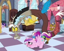 Size: 2413x1920 | Tagged: explicit, artist:the smiling pony, twilight sparkle, alicorn, bed, bedroom, blushing, bow, checkered floor, creampie, cum, discord, draconequus, draconequus on pony action, edit, eye contact, female, filly, filly twilight sparkle, floppy ears, foal, foalcon, from behind, g4, horn, imported from derpibooru, indoors, infidelity, interspecies, looking at each other, male, mare, nudity, open door, open mouth, penetration, pony, ponytail, princess cadance, sex, ship:discodance, shipping, show accurate, show accurate porn, source needed, straight, tail bow, teen princess cadance, teenager, this will end in pregnancy, this will end in timeline distortion, tongue out, unicorn, voyeurism, window, wings, younger