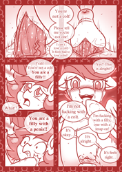 Size: 800x1131 | Tagged: explicit, artist:vavacung, oc, oc:filly fooling, comic:filly fooling, anus, blushing, bow, clothes, colt, comic, crossdressing, dialogue, dock, duo, female, femboy, filly, floppy ears, foal, foalcon, g4, hair bow, imported from derpibooru, male, monochrome, nudity, oc x oc, orientation play, pegasus, penetration, ponut, pony, rumble, sex, shipping, speech bubble, straight, teary eyes, teenager, tomboy, vaginal, vaginal secretions