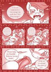 Size: 800x1131 | Tagged: explicit, artist:vavacung, oc, oc:filly fooling, comic:filly fooling, blushing, bow, clothes, cloud, colt, comic, crossdressing, crying, dialogue, duo, female, femboy, filly, foal, foalcon, g4, hair bow, horsecock, imported from derpibooru, male, monochrome, nudity, oc x oc, orientation play, pegasus, penis, pony, rumble, shipping, sky, speech bubble, straight, teary eyes, teenager, tomboy