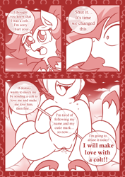 Size: 800x1131 | Tagged: explicit, artist:vavacung, oc, oc:filly fooling, comic:filly fooling, boop, bow, clothes, cloud, colt, comic, crossdressing, crying, dialogue, duo, female, femboy, filly, foal, foalcon, g4, hair bow, imported from derpibooru, male, male pov, monochrome, oc x oc, offscreen character, orientation play, pegasus, pony, pov, rumble, shipping, sky, speech bubble, straight, teenager, tomboy, vaginal secretions