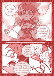 Size: 800x1131 | Tagged: explicit, artist:vavacung, oc, oc:filly fooling, comic:filly fooling, angry, balls, bow, clothes, colt, comic, crossdressing, dialogue, duo, female, femboy, filly, foal, foalcon, g4, hair bow, imported from derpibooru, male, monochrome, nudity, oc x oc, on back, orientation play, pegasus, pony, rumble, sheath, shipping, speech bubble, straight, teary eyes, teenager, tomboy, underhoof