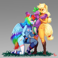Size: 1180x1192 | Tagged: explicit, artist:lui-ra, applejack, rainbow dash, spike, age difference, anthro, anthro dragon, areola, bedroom eyes, bisexual, blowjob, blushing, boots, breasts, clothes, converse, cum, cum in mouth, cumming, curled toes, cute, dragon, dragon dick, earth pony, feet, female, female on male, femdom, foalcon, full nelson, g4, group sex, holding a dragon, holding a spike, imminent sex, imported from derpibooru, kneeling, legwear, lesbian, male, masturbation, multicolored hair, nipples, nudity, oral, orgasm, partial nudity, pegasus, penis, plantigrade anthro, polyamory, pubic hair, sex, ship:appledash, ship:applespike, ship:applespikedash, ship:rainbowspike, shipping, shoes, shoes only, socks, spikabetes, spike gets all the mares, stockings, straight, straight shota, thigh highs, thighs, threesome, trio, vagina, vaginal secretions, vulva, wingless spike, wings