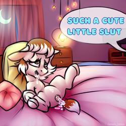 Size: 3000x3000 | Tagged: explicit, artist:cornelia_nelson, oc, ahegao, bedroom, bukkake, creampie, cum, female, filly, foal, foalcon, high res, imported from derpibooru, oc only, open mouth, sketch, slut, text, tongue out, vaginal creampie