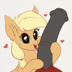 Size: 1389x1389 | Tagged: explicit, artist:kyrgyzpopstar, applejack, age difference, applecest, big macintosh, big penis, cute, cute porn, ear fluff, earth pony, female, filly, foal, foalcon, g4, heart, imported from derpibooru, incest, jackabetes, licking, licking cock, looking at you, male, missing accessory, nudity, offscreen character, oral, penis, pony, pov, sex, ship:applemac, shipping, simple background, size difference, straight, tongue out, younger