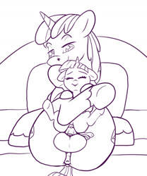 Size: 1498x1800 | Tagged: explicit, shining armor, twilight sparkle, age difference, anonymous artist, anus, balls, bed, big dom small sub, brother and sister, butt, derpibooru exclusive, female, female on top, filly, filly twilight sparkle, foal, foalcon, from behind, g4, genitals, imported from derpibooru, incest, larger male, lineart, male, monochrome, nudity, on back, penetration, penis, plot, pony, reverse cowgirl, sex, ship:shiningsparkle, shipping, siblings, size difference, smaller female, stallion, stallion on filly, straight, twicest, unicorn, unicorn twilight, vaginal, younger