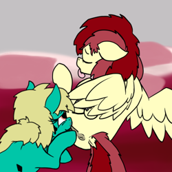 Size: 600x600 | Tagged: explicit, artist:thebathwaterhero, oc, oc:hidden gem, oc:queen opus, age difference, cyoa, cyoa:landfall, disguise, disguised changeling, duo, earth pony, female, filly, filly on mare, foal, foalcon, imported from derpibooru, lesbian, mare, oc only, pegasus, pony