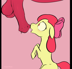 Size: 1250x1200 | Tagged: explicit, artist:stoopedhooy, apple bloom, age difference, applecest, balls, big balls, big dom small sub, big macintosh, big penis, blushing, boop, bow, brother and sister, cock worship, derpibooru exclusive, erection, eyes on the prize, female, female focus, filly, flared, foal, foalcon, g4, horsecock, imported from derpibooru, incest, male, nudity, offscreen character, penis, pony, precum, ship:macbloom, shipping, siblings, size difference, smiling, solo focus, stallion, stallion on filly, straight
