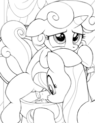 Size: 2550x3300 | Tagged: explicit, grotesque, artist:tricksta, fluttershy, sweetie belle, but why, female, fetish, filly, foal, foalcon, g4, high res, human vulva on pony, imported from derpibooru, monochrome, nudity, pegasus, pissing, pony, poop, pooping, scat, semi-anthro, sitting on toilet, toilet, unicorn, urine, voyeurism, vulva, watersports