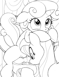 Size: 2550x3300 | Tagged: explicit, grotesque, artist:tricksta, fluttershy, sweetie belle, but why, female, fetish, filly, foal, foalcon, g4, high res, human vulva on pony, imported from derpibooru, monochrome, nudity, pegasus, pissing, pony, poop, pooping, scat, semi-anthro, sitting on toilet, toilet, turtleheading, unicorn, urine, voyeurism, vulva, watersports
