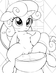 Size: 2550x3300 | Tagged: explicit, artist:tricksta, sweetie belle, female, fetish, filly, foal, foalcon, g4, high res, imported from derpibooru, nudity, pissing, pony, sitting on toilet, toilet, unicorn, urine, vulva, watersports