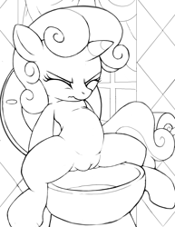 Size: 2550x3300 | Tagged: explicit, artist:tricksta, sweetie belle, eyes closed, female, filly, foal, foalcon, g4, high res, imported from derpibooru, potty time, sitting on toilet, toilet
