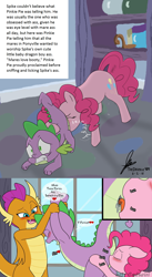 Size: 1278x2332 | Tagged: explicit, artist:caluriri, artist:thedrizzle404, pinkie pie, spike, age difference, analingus, analingus on male, anus, armpits, bedroom eyes, blushing, butt, comic, dragon, dragonbutt, dragoness, earth pony, edit, female, female on male, female on male analingus, foalcon, g4, imported from derpibooru, licking, lidded eyes, male, molt down, my little pony: friendship is magic, nudity, oral, pony, season 8, sex, ship:pinkiespike, ship:spolder, shipping, smolder, spike gets all the mares, straight, tongue out, wingless spike