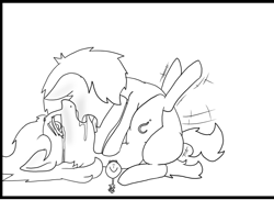 Size: 922x672 | Tagged: explicit, grimdark, artist:happy harvey, oc, oc:filly anon, ambiguous penetration, blushing, colt, crying, cutie mark, drool, earth pony, eyes rolling back, faceless male, female, filly, foal, foalcon, grayscale, imported from derpibooru, legs in air, licking, lineart, looking away, lying on the ground, male, monochrome, offscreen character, open mouth, pony, rape, rope, rude, sex, tied down, tongue out
