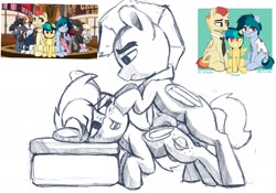 Size: 2388x1668 | Tagged: explicit, artist:php106, artist:shinodage, oc, oc:apogee, oc:comet, oc:daisy cutter, oc:delta vee, oc:diamond gavel, oc:houston, oc:jet stream, oc:kindnicker, oc:mozzarella orgy, oc:night tracer, oc:nurse bonesaw, oc:trash, age difference, anal, big dom small sub, digital art, father and child, father and daughter, female, filly, foal, foalcon, from behind, genitals, imported from derpibooru, incest, male, nudity, oc only, oc x oc, partial color, pegasus, penetration, penis, pony, pony on pony action, sex, ship:apojet, shipping, soft color, stallion, stallion on filly, straight, teenager