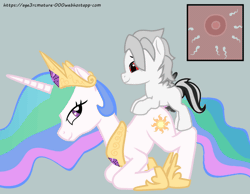 Size: 900x700 | Tagged: explicit, artist:age3rcmature, princess celestia, oc, oc:aero ruinwing, age difference, an egg being attacked by sperm, animated, balls, breeding, canon x oc, colt, colt on mare, commission, doggy style, egg cell, female, foal, foalcon, from behind, g4, gif, humping like there's no tomorrow, imported from derpibooru, impregnation, male, mare, nudity, pegasus, penetration, penis, pony, sex, size difference, smiling, spermatozoon, straight, straight shota, vaginal, wingless