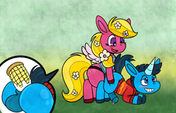 Size: 4200x2702 | Tagged: explicit, artist:tanukeki, anal insertion, ass, ass up, balls, barely pony related, butt, clothes, colored, corn, corn & peg, corn (corn & peg), doggy style, enjoying, female, female on male, femdom, flat colors, flower, foalcon, food, from behind, hoodie, imported from derpibooru, insertion, male, malesub, nudity, peg (corn & peg), pegasus, pegging, penis, pony, sex, sex toy, soft color, straight, strapon, submissive, unicorn, vein, veiny cock