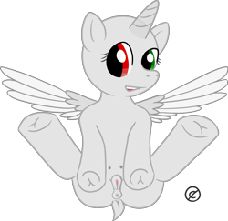 Size: 4081x3961 | Tagged: explicit, artist:poniidesu, oc, alicorn, alternate version, anatomically correct, base, crotchboobs, female, filly, foal, foalcon, imported from derpibooru, nipples, nudity, oc only, pony, simple background, solo, solo female, spreading, teats, transparent background, vulva, wings