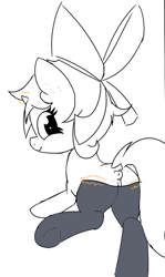 Size: 429x720 | Tagged: explicit, artist:permpony, oc, oc:susie supreme, anatomically correct, anus, bow, butt, butt freckles, clothes, derpibooru exclusive, dock, ear freckles, female, filly, foal, foalcon, freckles, hair bow, horn, imported from derpibooru, leggings, legwear, looking back, magic, nudity, oc only, partial color, plot, ponut, pony, presenting, solo, solo female, stockings, thigh highs, undressing, unicorn oc, vulva, young