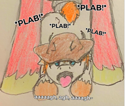 Size: 1200x1005 | Tagged: explicit, artist:fluffbutt69, oc, oc:roundabout, series:helpin' mac, age difference, ahegao, anal, big dom small sub, big macintosh, big penis, blue eyes, canon x oc, colored hooves, colt, cowboy hat, creampie, cum, doggy style, earth pony, earth pony oc, foal, foalcon, from behind, g4, gay, hat, heart, horsecock, imported from derpibooru, large penetration, male, maledom, malesub, medial ring, moaning, moaning in pleasure, nudity, onomatopoeia, open mouth, orgasm, panting, part of a set, penetration, penis, plap, pony, pony on pony action, raised tail, red coat, sex, short tail, stallion, stallion on colt, stetson, submissive, tail, tongue out, traditional art, unshorn fetlocks, white coat, yellow mane, yellow tail