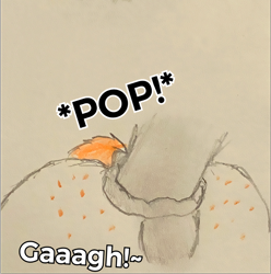 Size: 998x1006 | Tagged: explicit, artist:fluffbutt69, oc, oc:roundabout, series:helpin' mac, age difference, anal, anus, ass up, big dom small sub, big macintosh, big penis, butt freckles, canon x oc, colt, descriptive noise, dock, doggy style, earth pony, earth pony oc, foal, foalcon, freckles, from behind, g4, gay, going in dry, horsecock, imported from derpibooru, just the tip, large penetration, male, maledom, malesub, moaning, nudity, onomatopoeia, open mouth, part of a set, penetration, penis, plap, ponut, pony, pony on pony action, raised tail, sex, sex noises, short tail, stallion, stallion on colt, submissive, tail, taint, tongue out, traditional art, white coat, yellow tail