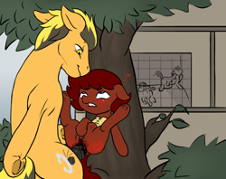 Size: 984x780 | Tagged: explicit, artist:multiverseequine, oc, oc:flint spark, oc:ruby rouge, abdominal bulge, age difference, anal, anatomically incorrect, big dom small sub, colored, colt quest, derpibooru exclusive, dubious consent, earth pony, female, filly, finally lewd for ruby, flat colors, foal, foalcon, imported from derpibooru, male, penetration, pony, pony on pony action, sex, soft color, spank mark, stallion, stallion on filly, straight, tree, who needs organs?