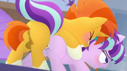 Size: 3840x2160 | Tagged: explicit, artist:dtcx97, starlight glimmer, ahegao, anus, balls, blushing, butt, colt, colt on filly, colt sunburst, creampie, cum, doggy style, duo, duo male and female, eyes closed, female, filly, filly starlight glimmer, foal, foalcon, from behind, g4, gritted teeth, hands free, high res, imported from derpibooru, male, nudity, open mouth, orgasm, penetration, penis, plot, pony, sex, ship:starburst, shipping, simultaneous orgasm, straight, sunburst, tongue out, unicorn, vaginal, vaginal creampie, vaginal orgasm, vaginal secretions, younger