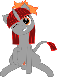 Size: 2191x2999 | Tagged: explicit, oc, balls, bow, colt, femboy, foal, foalcon, high res, hybrid, imported from derpibooru, leonine tail, looking at you, male, nudity, oc only, one eye closed, penis, pony, sheath, sheathed, simple background, sitting, solo, solo male, transparent background, unicorn, wink