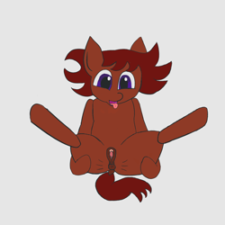 Size: 1700x1700 | Tagged: explicit, artist:cuteflame, oc, oc:ruby rouge, colt quest, female, filly, finally lewd for ruby, foal, foalcon, imported from derpibooru, oc only, pony, presenting, simple background, solo, solo female, spread legs, spread pussy, spreading, stylistic suck, tongue out