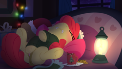 Size: 3840x2160 | Tagged: explicit, artist:dtcx97, apple bloom, anatomically correct, anus, apple bloom's bow, blushing, bow, chocolate, christmas, christmas lights, clothes, cookie, couch, earth pony, female, female orgasm, filly, foal, foalcon, food, g4, hair bow, hat, high res, holiday, hot chocolate, imported from derpibooru, lantern, masturbation, nudity, on back, orgasm, pillow, ponut, pony, present, presenting, snow, solo, solo female, spread legs, spreading, squirting, sweater, underhoof, vagina, vaginal secretions, vulva, wallpaper, wallpaper for the fearless