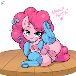 Size: 2000x2000 | Tagged: explicit, artist:aer0 zer0, pinkie pie, anus, balls, bedroom eyes, blushing, bow, candy, clothes, collar, derpibooru exclusive, dialogue, dock, earth pony, edit, evening gloves, filly, filly pinkie pie, foal, foalcon, food, frog (hoof), futa, futa filly, futa pinkie pie, g4, gloves, hair bow, heart, high res, hoof hold, horsecock, imported from derpibooru, intersex, legwear, lip bite, lollipop, long gloves, looking at you, nudity, panties, panties aside, penis, ponut, pony, precum, presenting, puffy anus, socks, solo, solo futa, spread legs, spreading, stockings, thigh highs, underhoof, underwear, younger