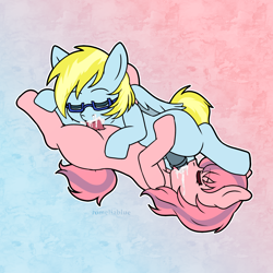 Size: 1600x1600 | Tagged: explicit, artist:romeliablue, oc, oc:cloud cuddler, oc:sweet haze, 69 position, abstract background, alternate version, blowjob, cum, cum in mouth, cum overflow, cute, earth pony, eyes closed, foalcon, futa, futa oc, futa on male, glasses, imported from derpibooru, intersex, male, nudity, oc only, oral, pegasus, pegasus oc, penis, pony, sex