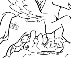 Size: 1500x1212 | Tagged: explicit, scootaloo, age difference, anonymous artist, big dom small sub, bodyjob, cum, cumming, female, filly, foal, foalcon, g4, imported from derpibooru, lineart, male, nudity, on back, pegasus, penis, pony, ship:soarinloo, shipping, soarin', stallion, stallion on filly, straight