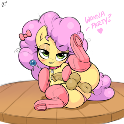 Size: 2000x2000 | Tagged: explicit, artist:aer0 zer0, anus, balls, bedroom eyes, blushing, butt, candy, clothes, collar, colt, crossdressing, dialogue, dock, earth pony, evening gloves, femboy, foal, foalcon, food, frog (hoof), g4, gloves, heart, high res, hoof hold, horsecock, imported from derpibooru, legwear, li'l cheese, lip bite, lollipop, long gloves, looking at you, male, my little pony: friendship is magic, nudity, panties, panties aside, penis, pet tag, pink underwear, ponut, pony, precum, presenting, presenting anus, presenting balls, presenting butt, presenting penis, puffy anus, solo, solo male, spread legs, spreading, stockings, the last problem, thigh highs, trap, underhoof, underwear