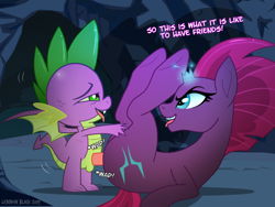 Size: 1200x900 | Tagged: explicit, artist:lennonblack, spike, tempest shadow, ahegao, broken horn, dialogue, dragon, dragon dick, dragon on pony action, female, foalcon, friends with benefits, g4, horn, imported from derpibooru, interspecies, magic, male, nudity, obscured penetration, onomatopoeia, open mouth, penetration, penis, pony, sex, ship:spikeshadow, shipping, sound effects, sparking horn, straight, tongue out, unicorn, vaginal, wings