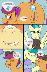 Size: 844x1280 | Tagged: explicit, artist:caluriri, scootaloo, comic:love it here in ponyville, anal insertion, aunt and niece, aunt holiday, auntie lofty, blushing, butt, buttplug, clitoris, comic, cutie mark buttplug, female, foalcon, g4, hat, imported from derpibooru, incest, insertion, kissing, lesbian, lip bite, nose kiss, nudity, pegasus, plot, pony, presenting, rainbow dash's cutie mark, scootabutt, scootacest, sex toy, vaginal secretions, vulva